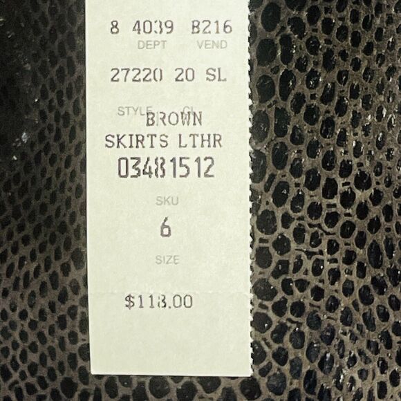 Cache Brown Leather Snakeskin Print A-Line Knee Length Skirt Womens 6 New‎ NWT - Picture 7 of 8
